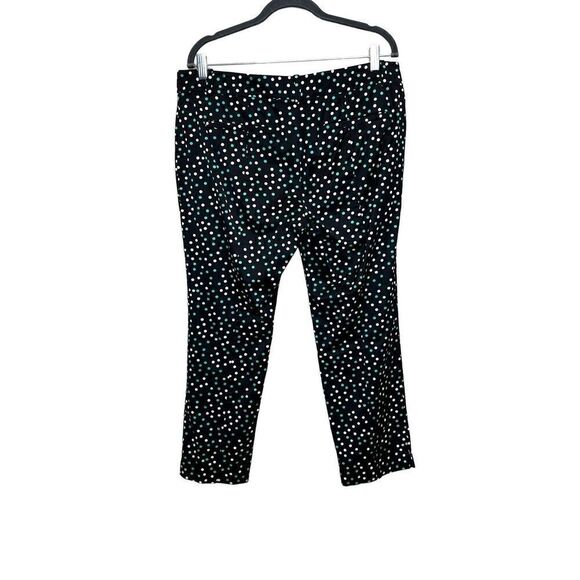 Ann Taylor green and white polka dot ankle pants with black background size 12 - Picture 2 of 13